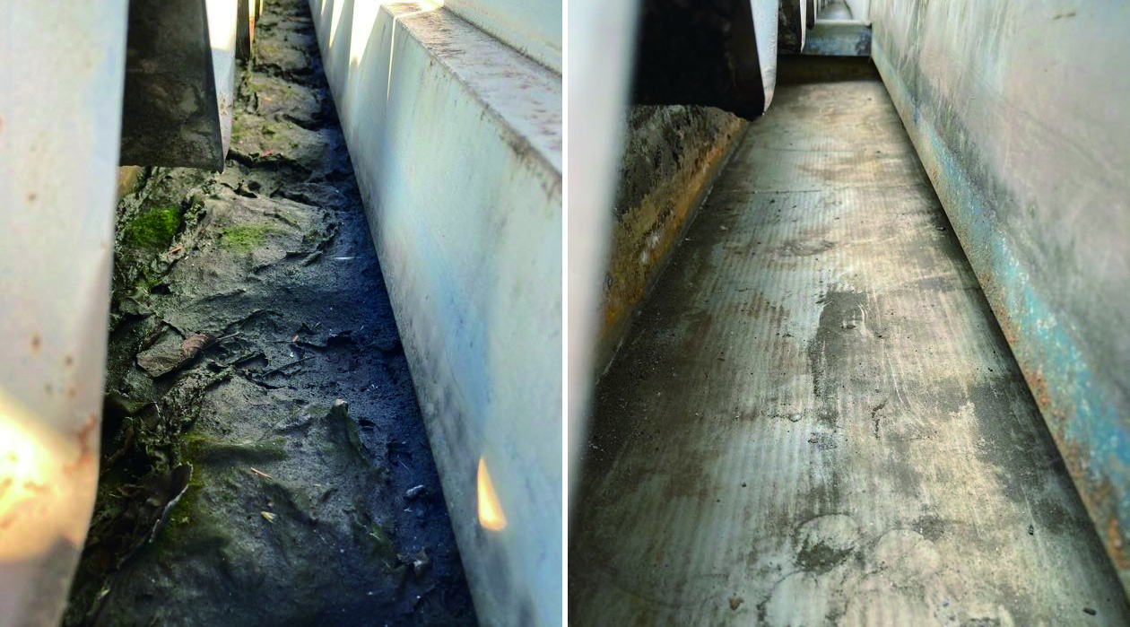 雨樋の掃除　溜まった泥の除去